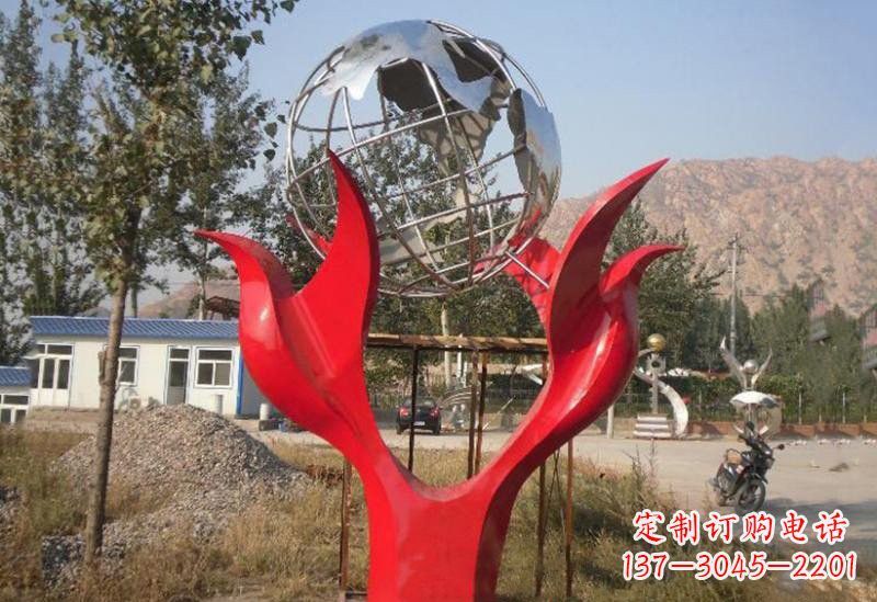 保定地球雕塑一座象征和平的不锈钢公园