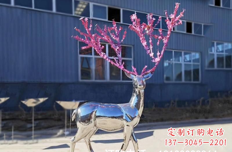 保定梅花鹿雕塑不锈钢公园的美丽礼物