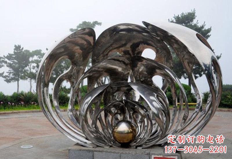 保定不锈钢公园镜面珍珠贝壳雕塑