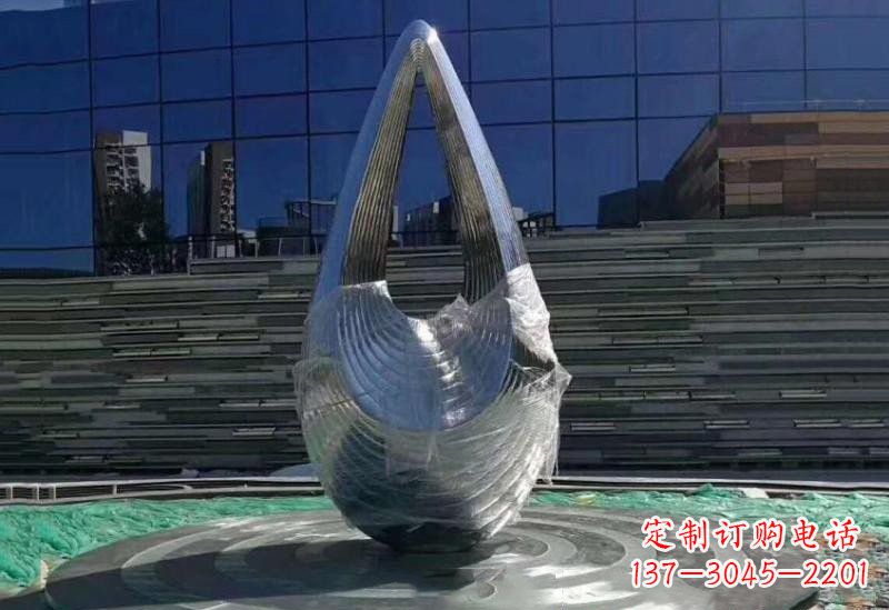 保定不锈钢空心水滴雕塑美丽的艺术之作