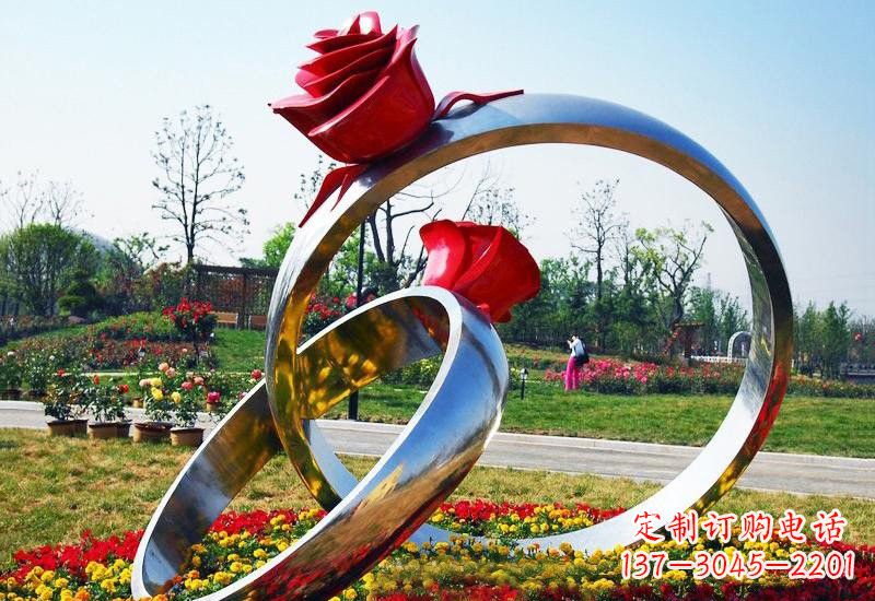 保定不锈钢公园玫瑰花戒指雕塑
