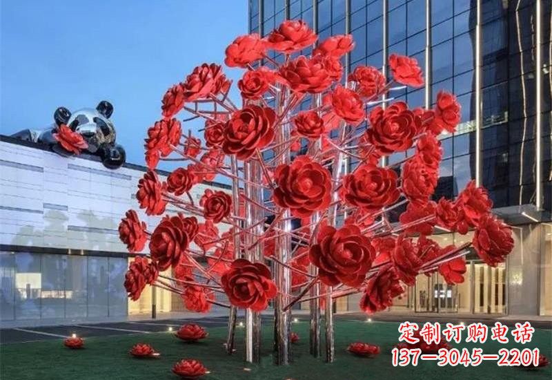 保定不锈钢公园玫瑰花树雕塑——让玫瑰长驻公园