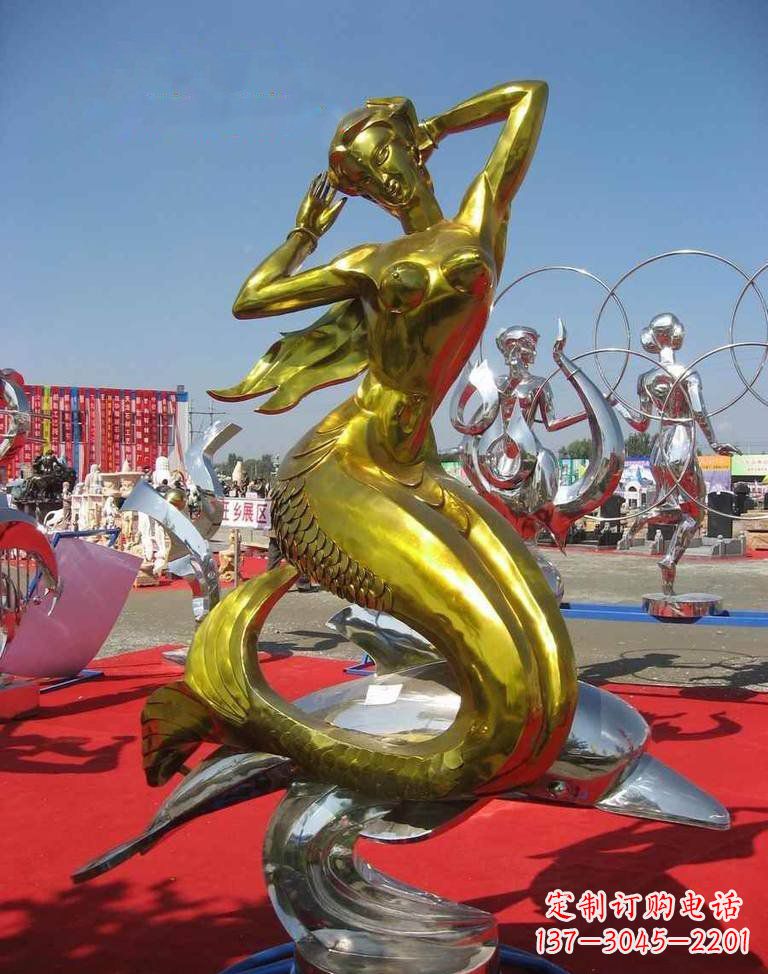 保定不锈钢美人鱼雕塑——美丽的象征