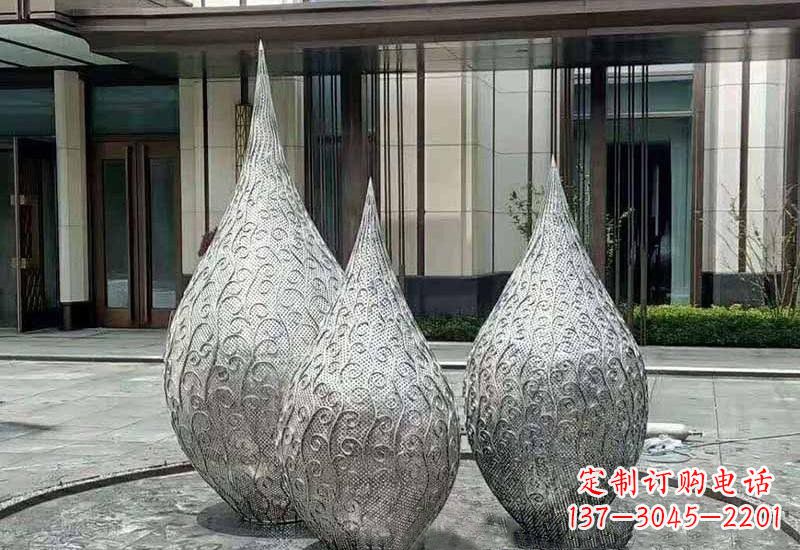 保定不锈钢镂空水滴雕塑精致美观