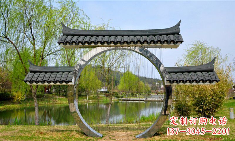 保定不锈钢公园月亮门雕塑传承中华文化