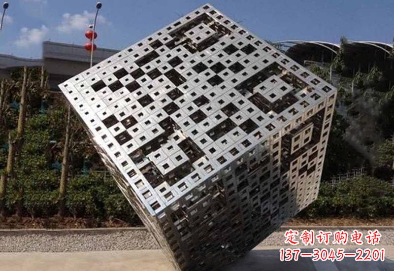 保定不锈钢广场抽象魔方雕塑