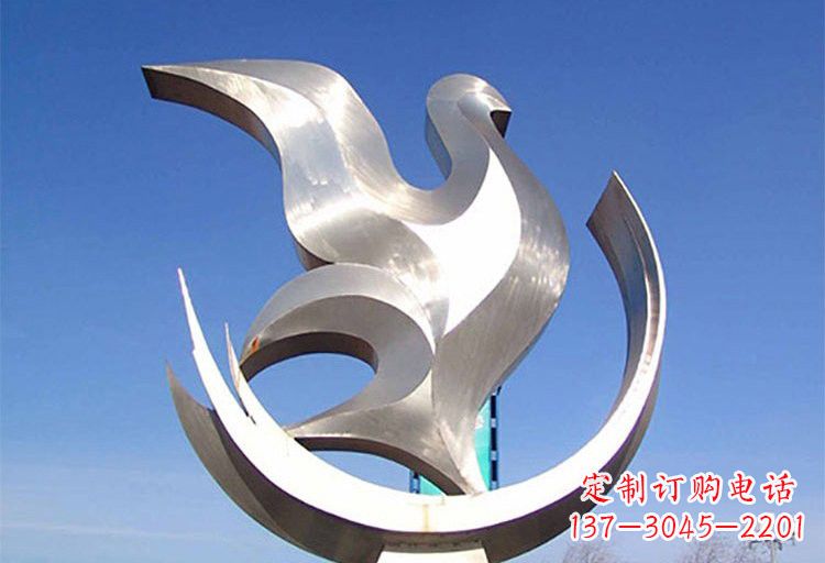 保定不锈钢广场大型抽象鸽子雕塑