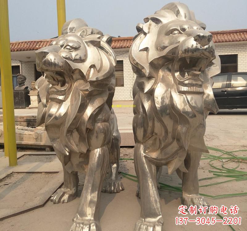 保定不锈钢广场动物狮子雕塑