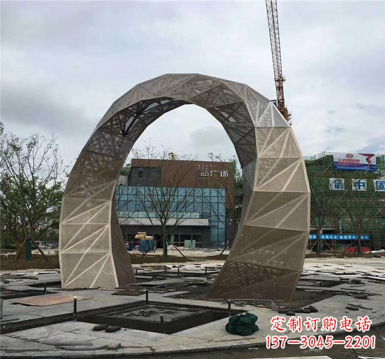 保定不锈钢拱门雕塑精美外观,古典气息