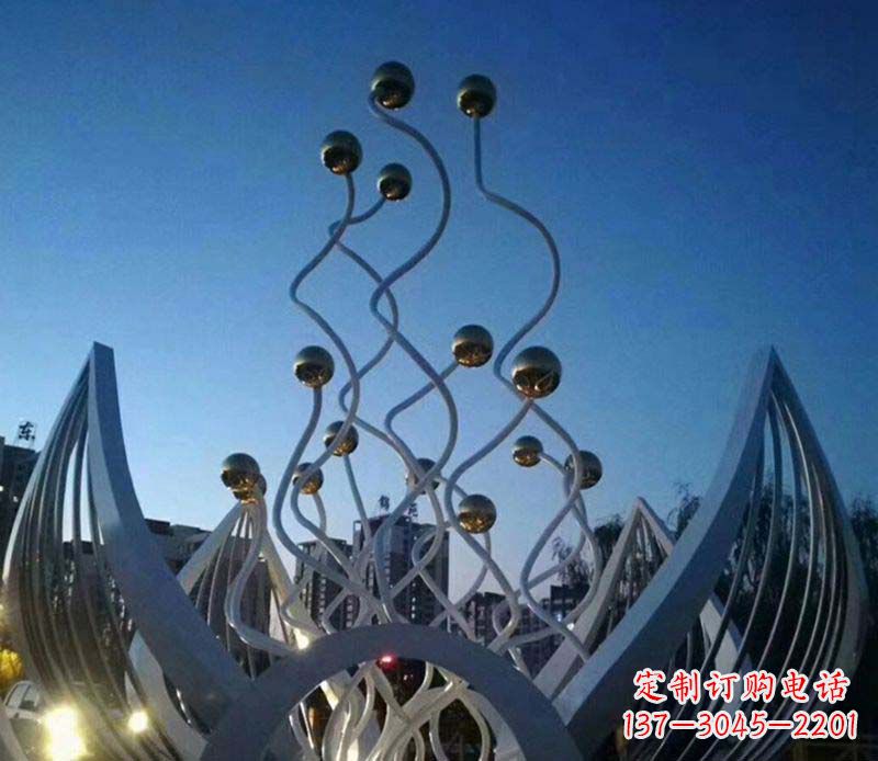 保定不锈钢广场荷花雕塑 
