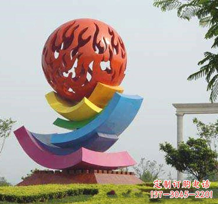 保定不锈钢广场火苗镂空球雕塑