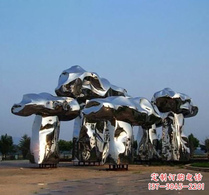 保定不锈钢镜面蘑菇雕塑精致灵动的美学