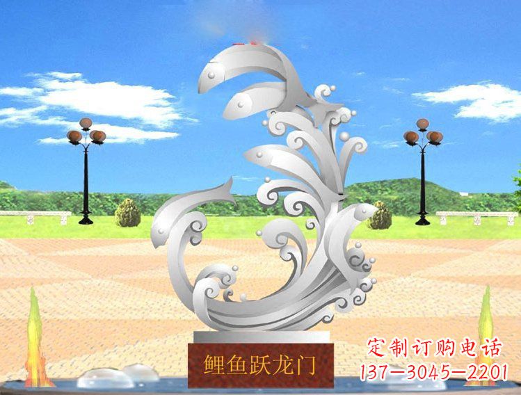 保定不锈钢广场上的龙雕塑