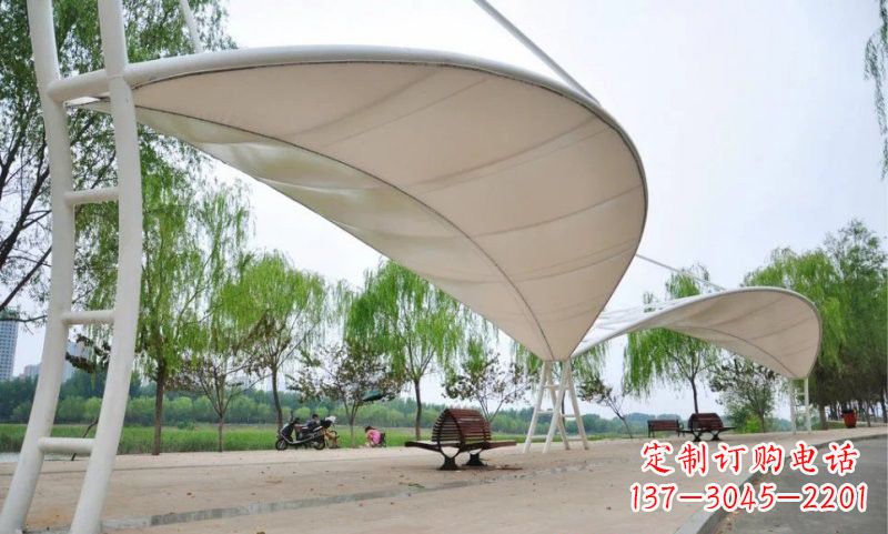 保定不锈钢树叶形遮阳棚雕塑