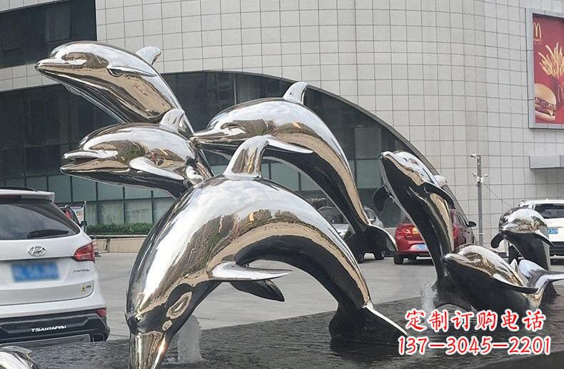 保定不锈钢广场跳跃的海豚雕塑