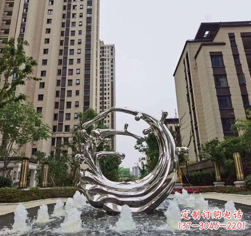 保定不锈钢海浪喷泉雕塑精美雕刻,灿烂绚烂