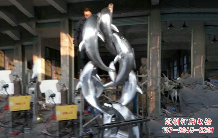 保定不锈钢海豚雕塑漂亮的海洋艺术品