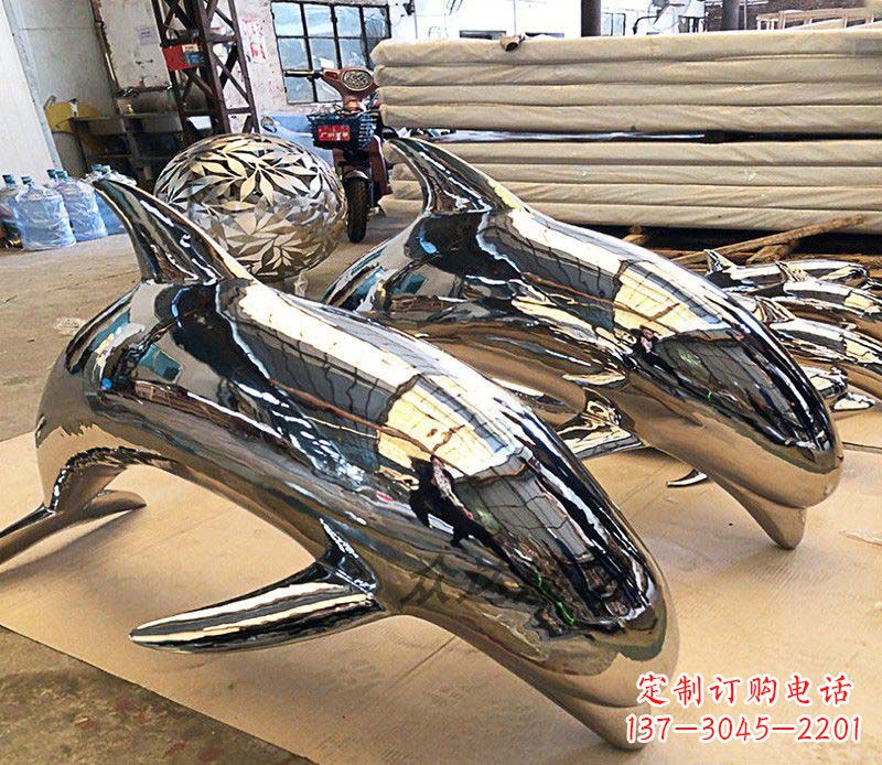 保定不锈钢海豚雕塑传承美丽的海洋文化