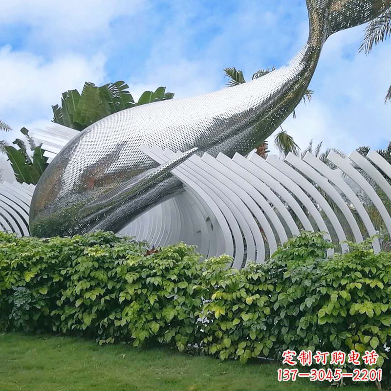 保定海豚雕塑镜面鲸鱼创意动物景观