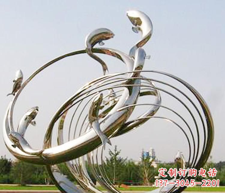 保定不锈钢海豚雕塑12