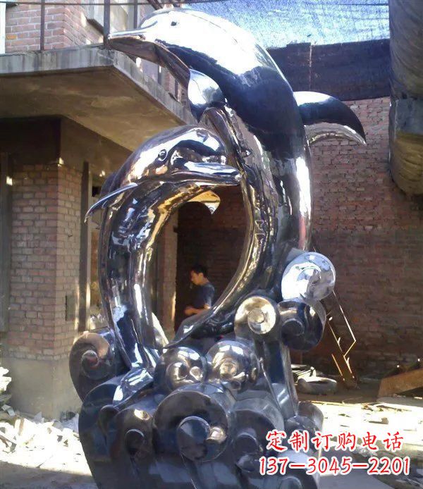 保定不锈钢海豚美观动态的雕塑