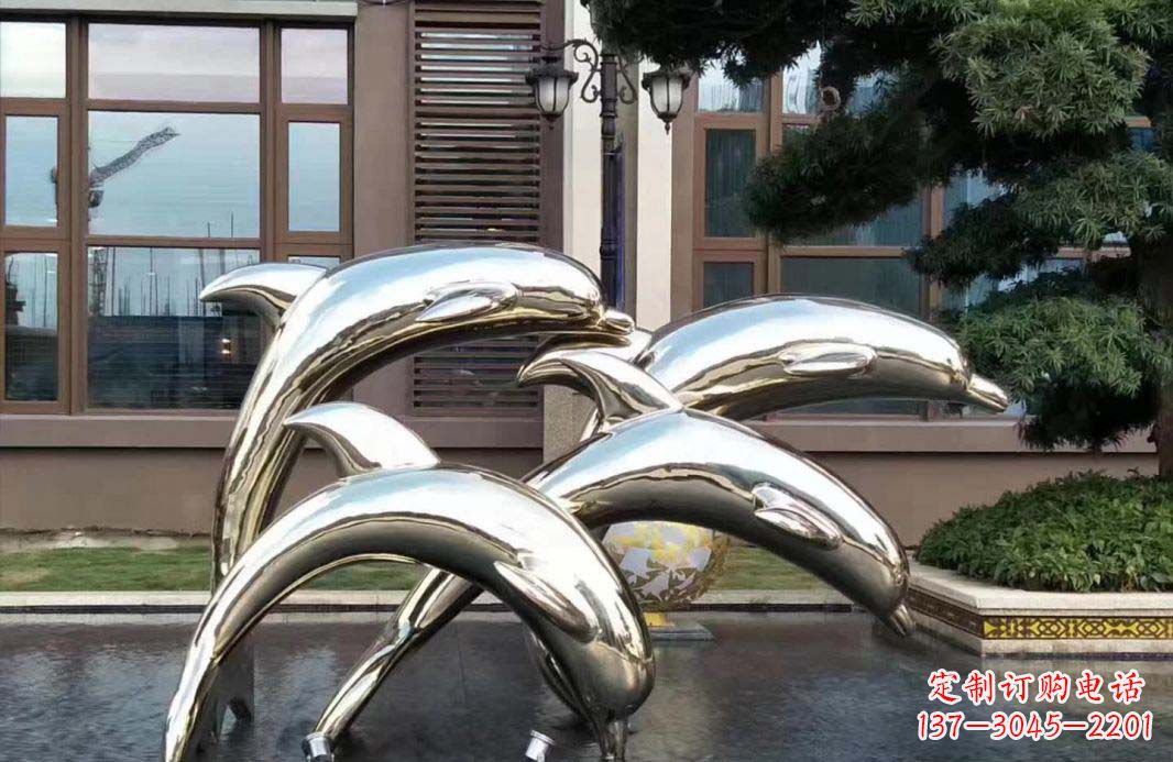 保定不锈钢海豚跳跃雕塑精美绝伦