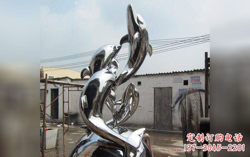 保定海豚之美——不锈钢海豚雕塑