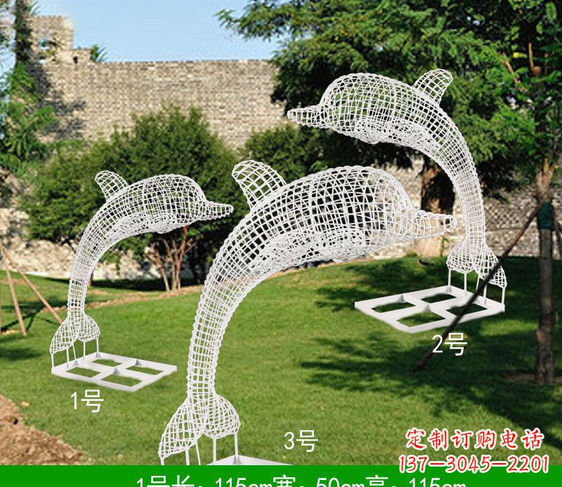 保定不锈钢海豚组合雕塑精美的艺术品