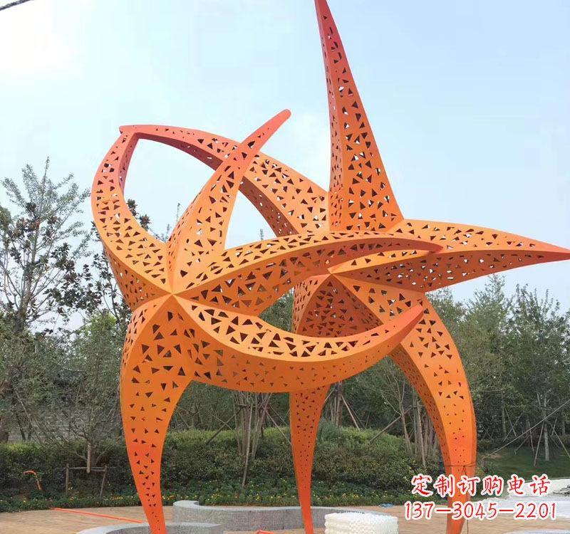 保定不锈钢海星海洋动物雕塑