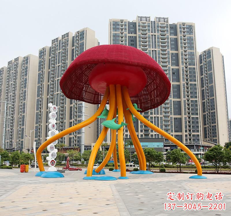 保定不锈钢海洋水母动物雕塑精美绝伦