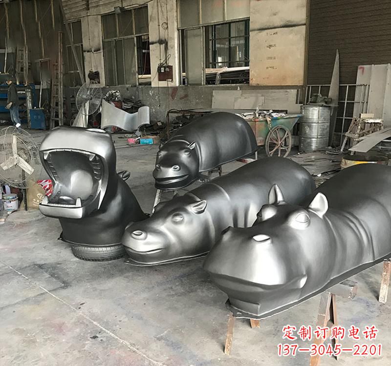 保定不锈钢河马雕塑22