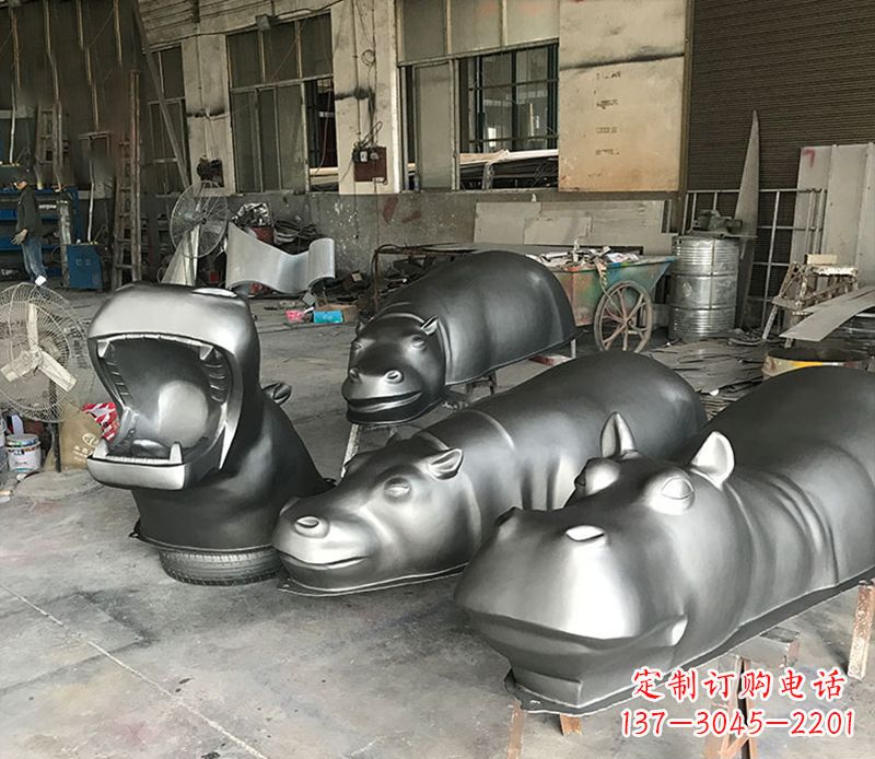 保定不锈钢河马雕塑2