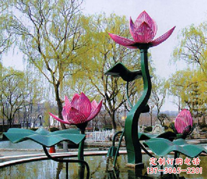 保定不锈钢荷花景观雕塑