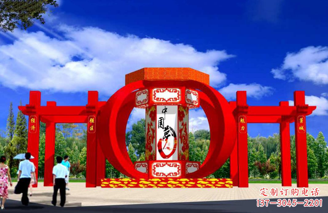 保定不锈钢红灯笼城市景观雕塑