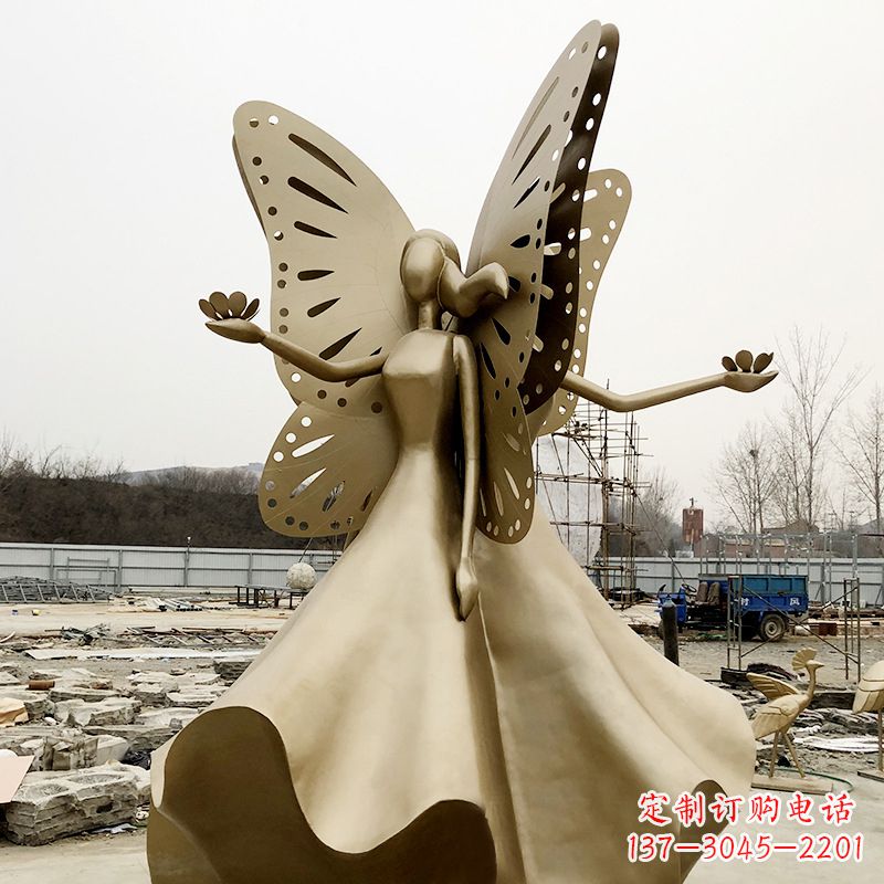 保定不锈钢蝴蝶少女雕塑