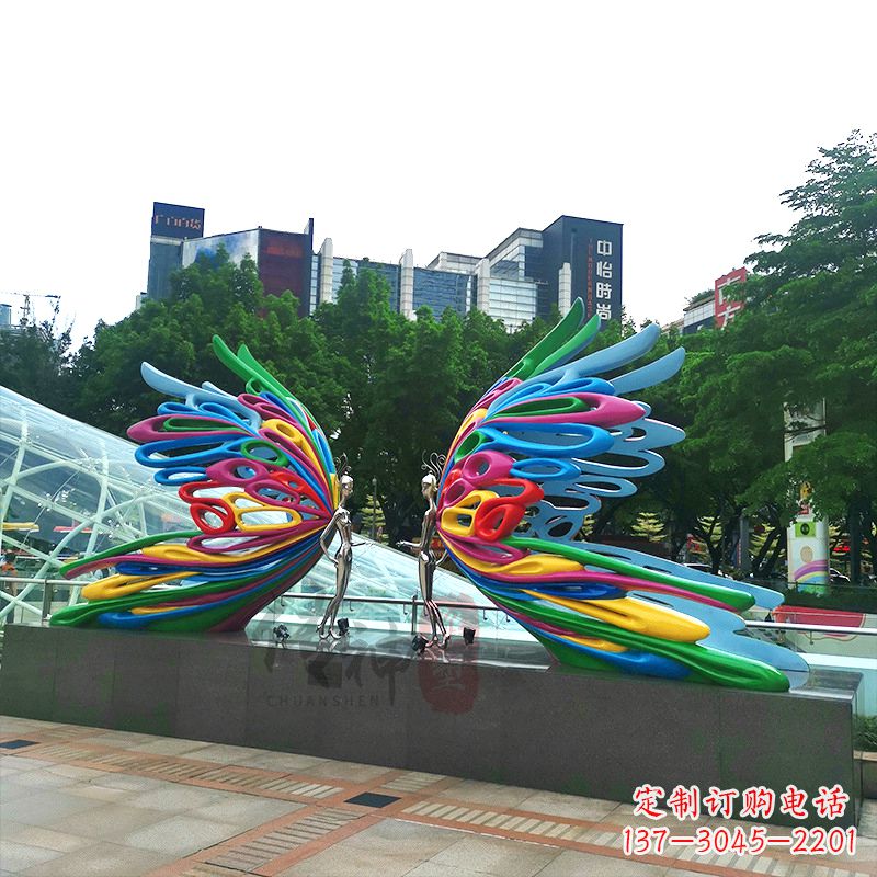 保定不锈钢蝴蝶仙子城市广场步道装饰雕塑
