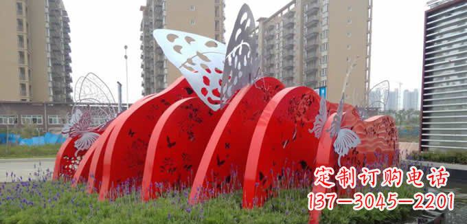 保定不锈钢蝴蝶小区景观雕塑美丽的蝴蝶展翅