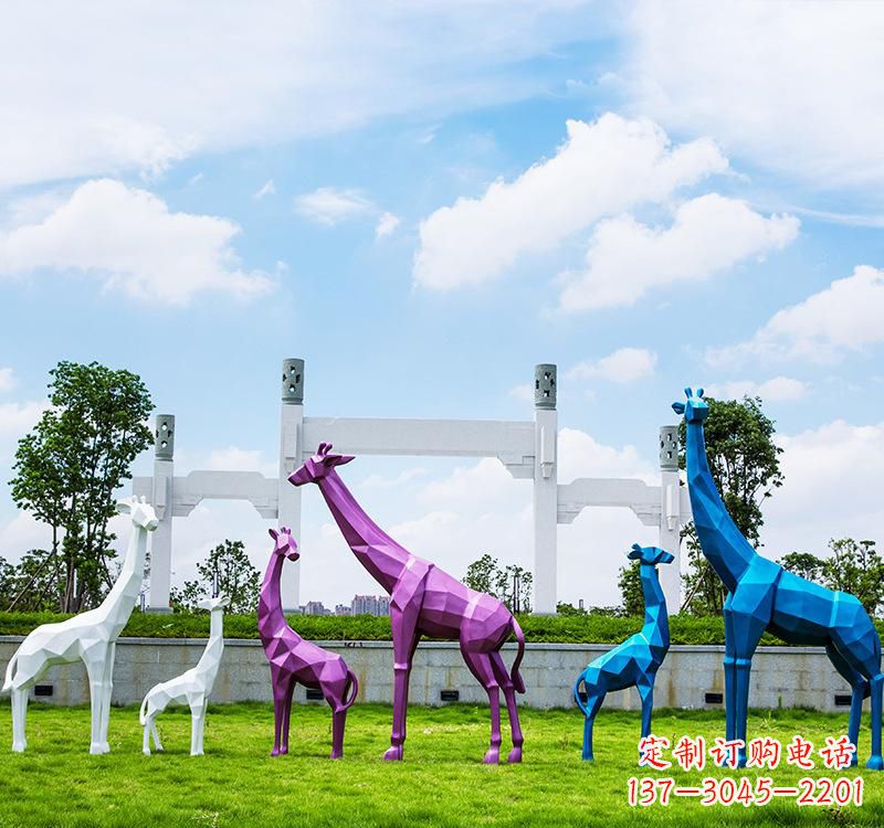 保定不锈钢材质的长颈鹿雕塑
