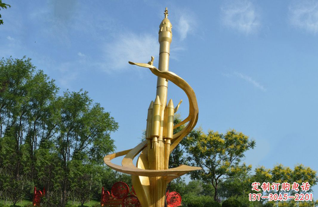 保定火箭飞向蓝天不锈钢火箭广场景观雕塑