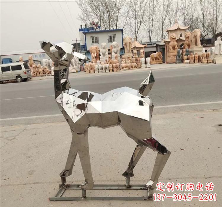 保定不锈钢几何小鹿雕塑精美艺术品