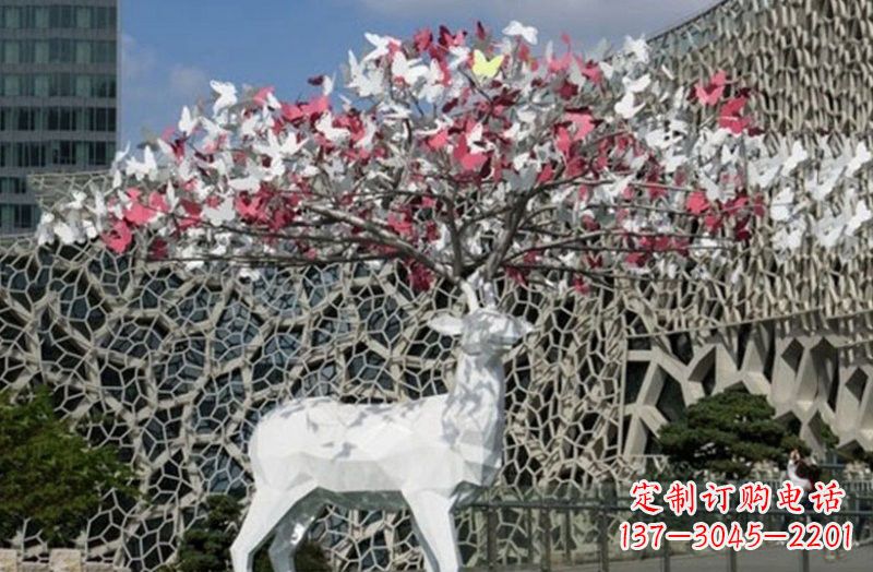 保定不锈钢几何小鹿雕塑精致之美