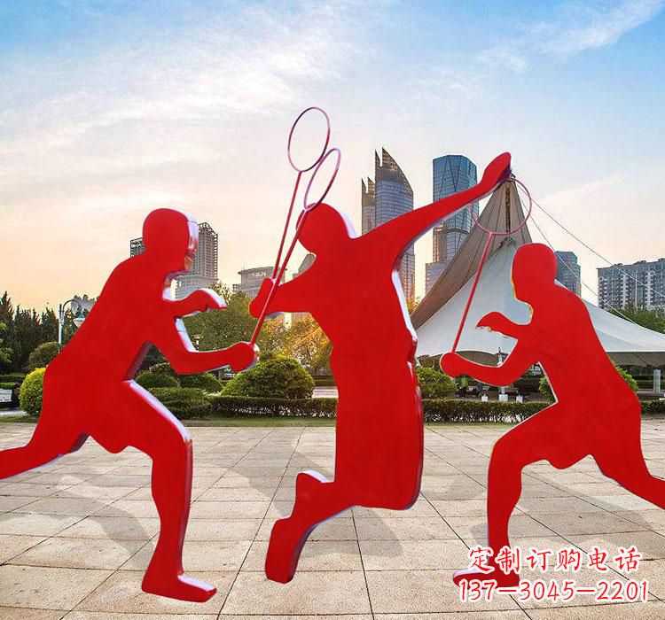 保定不锈钢剪影打羽毛球雕塑