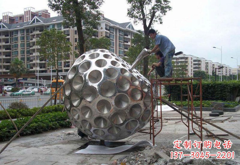 保定不锈钢苹果雕塑