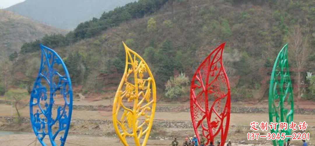 保定不锈钢景区镂空树叶雕塑