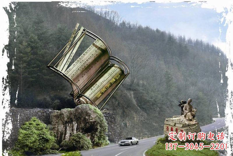 保定不锈钢景区神农本草经竹简雕塑