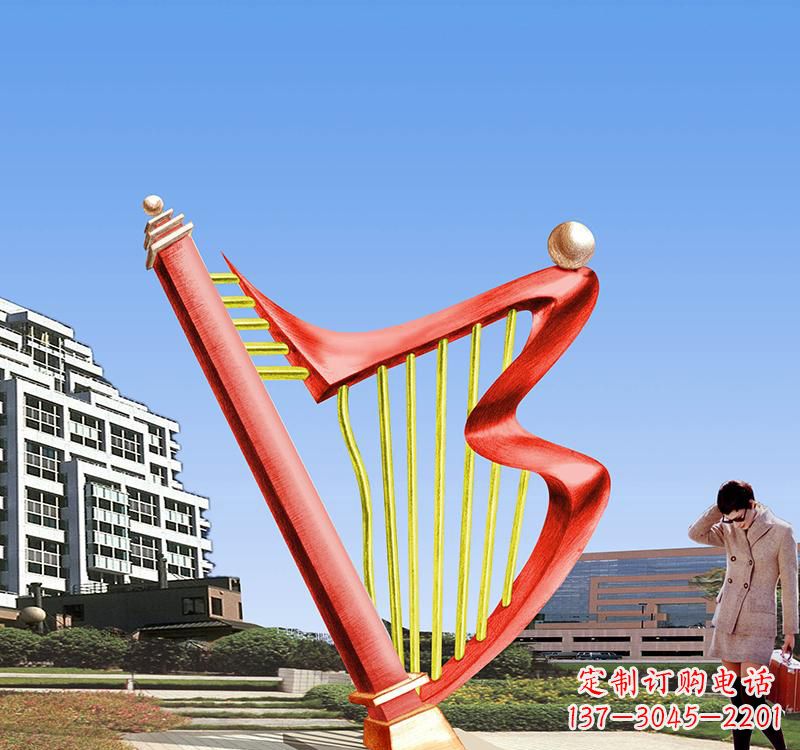 保定不锈钢竖琴雕塑把旋律汇聚成艺术精品