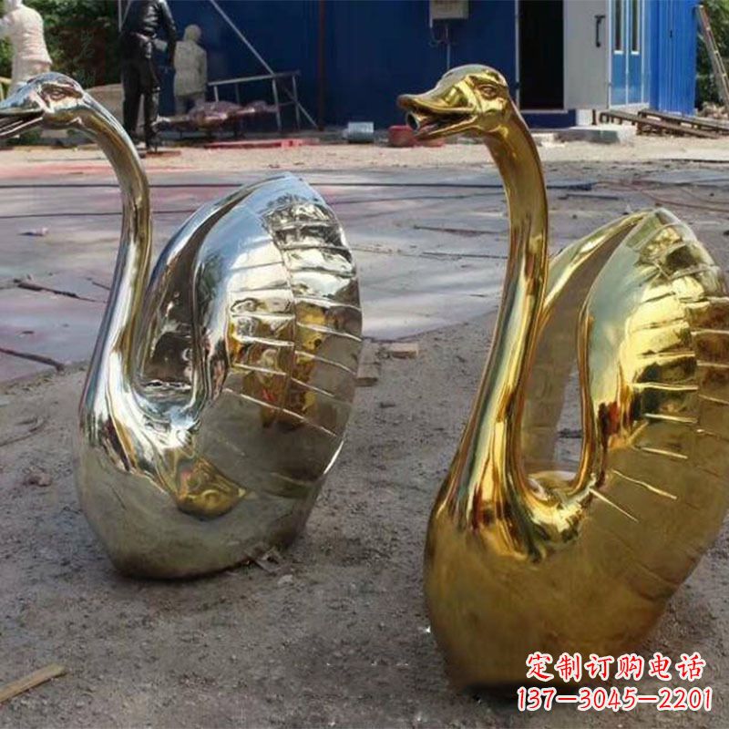 保定不锈钢天鹅雕塑精美而绚丽