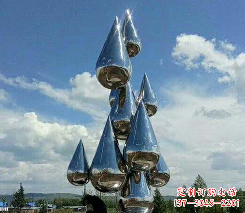 保定不锈钢镜面大型水滴雕塑——艺术精美、精致优雅