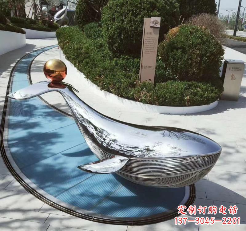 保定不锈钢镜面动物海豚雕塑
