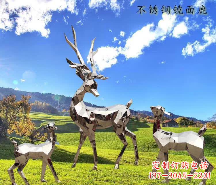 保定不锈钢鹿精美的动物雕塑
